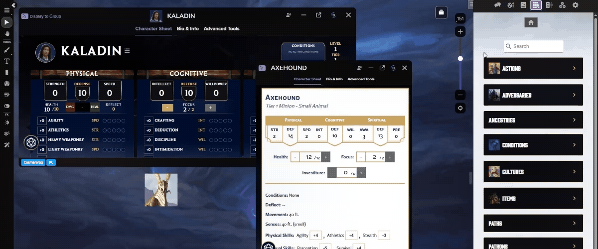 Add characters, items, adversaries, and more directly from Demiplane’s Nexus into your Roll20 VTT!