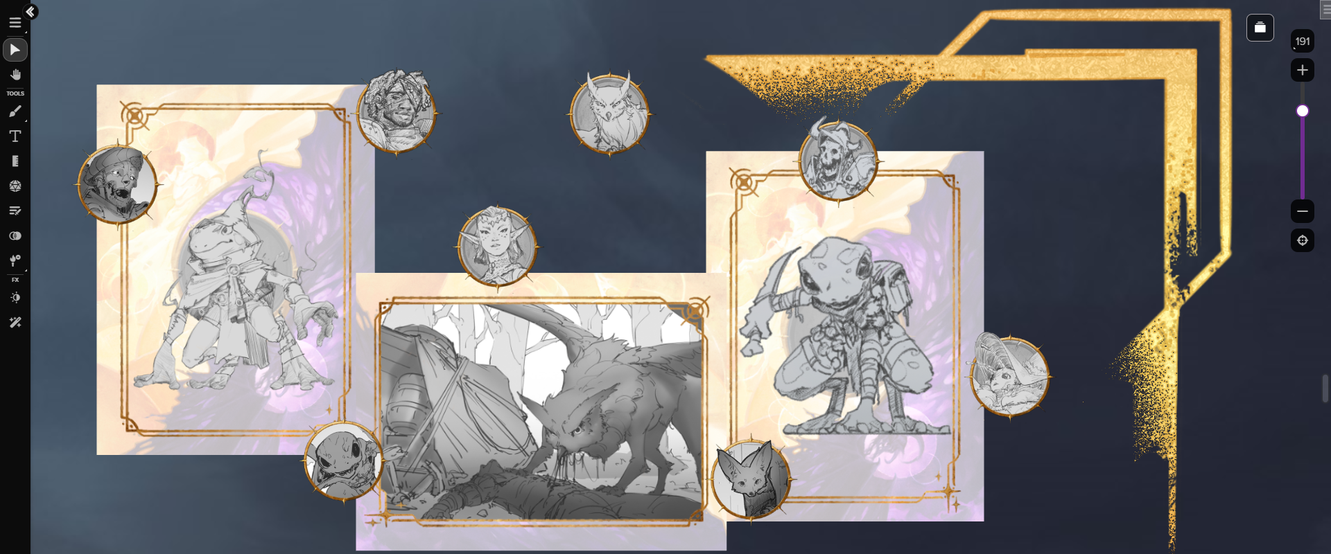 A selection of tokens and portraits from the Daggerheart Quickstart Adventure Art Pack, displayed on the Roll20 VTT.