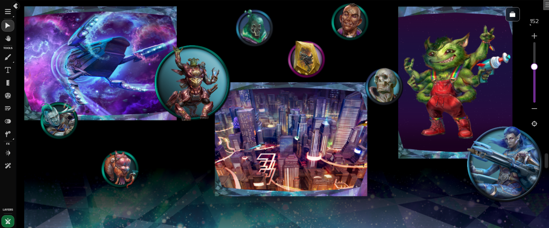 Tokens and Portraits from the GM Core Art Pack, displayed on the Roll20 VTT.t