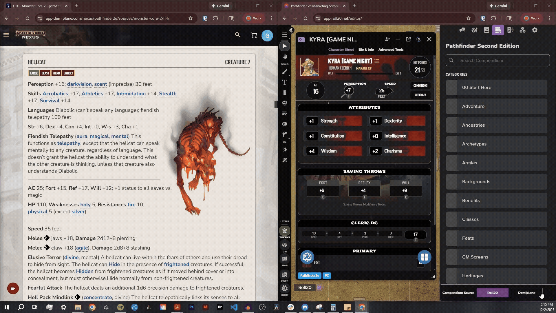Check out the Digital Reader Experience on Demiplane (left), alongside integrated content available right in the Roll20 Compendium (right)!