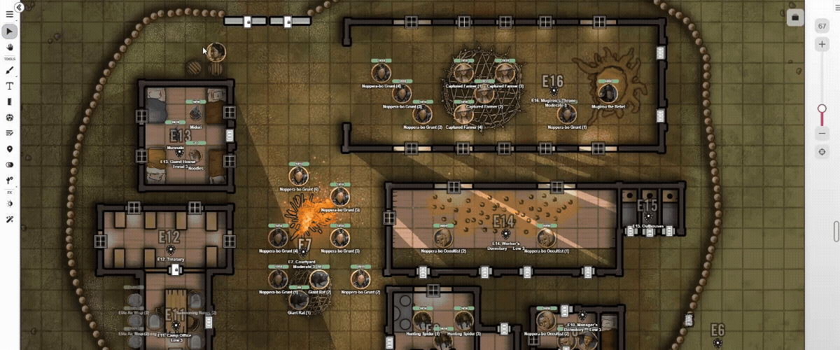 As a Pro or Plus subscriber, navigate through maps dynamically-lit with walls, doors, windows, and light sources!