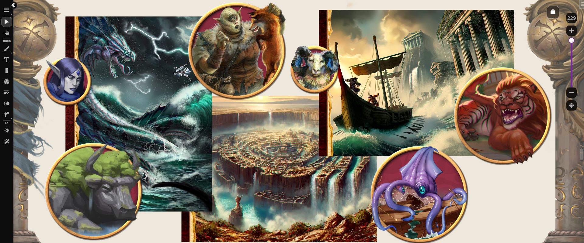 The *Titanbane* Art pack features gorgeous portraits and handouts with all of your favorite mythical creatures and locations!