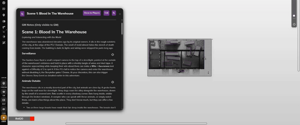 Use map pins to navigate quickly from the text to the matching location, and from the map to the related area in the adventure text!