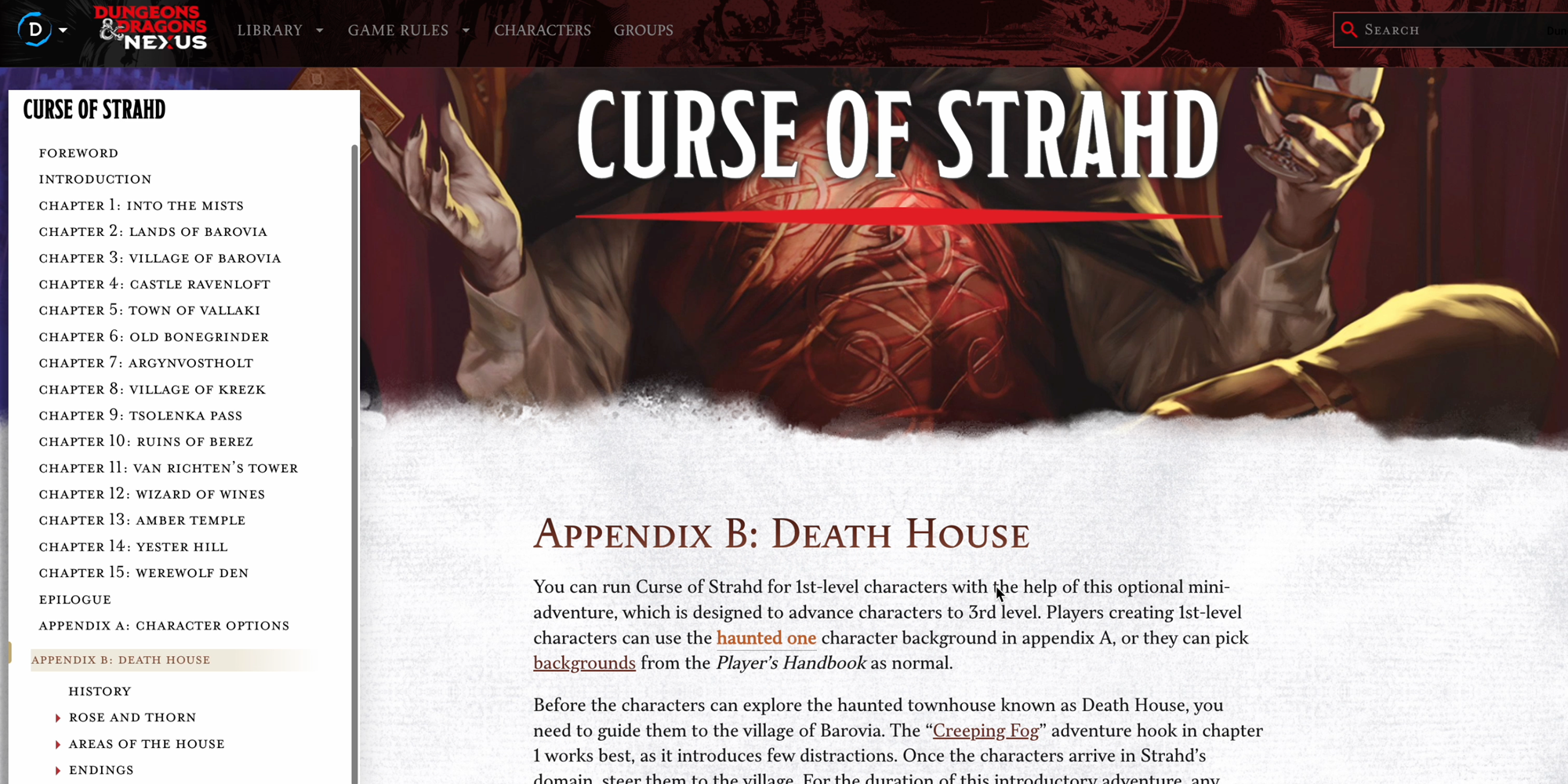 The Curse of Strahd Digital Reader is packed with toool-tipped, easily-navigable text!