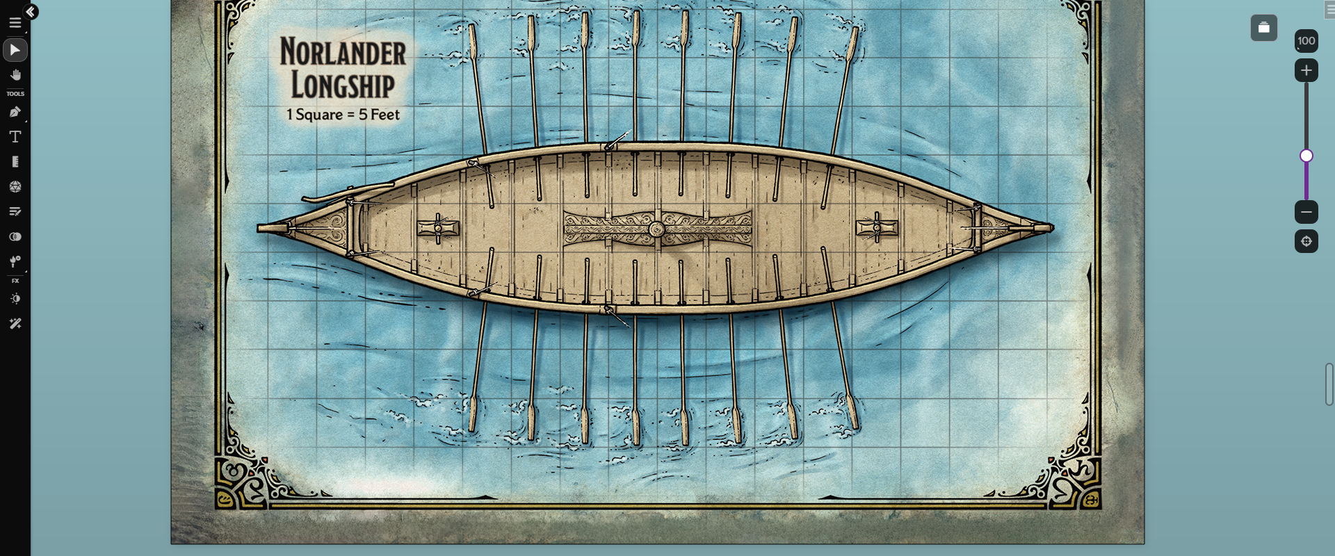 Norlander Longship Map on the Roll20 VTT.