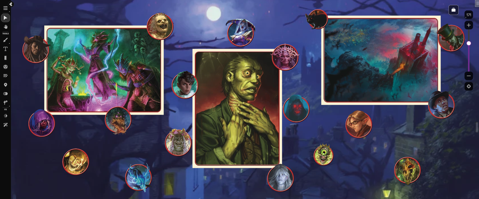 Tokens and Portraits displayed on the Roll20 VTT.