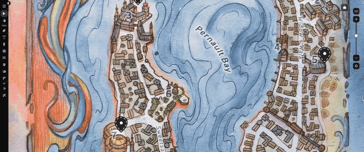 Map of Dementlieu on the Roll20 VTT.