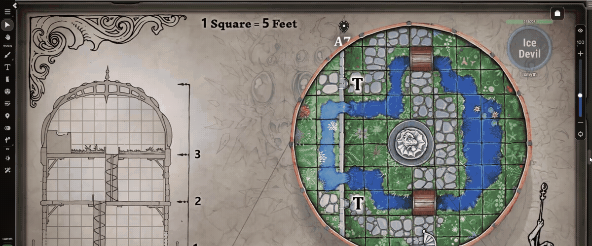 Explore Beadle & Grimm’s beautifully-illustrated fantasy maps, complete with map pins for easy access to matching adventure text and dynamic lighting for Pro and Plus subscribers!